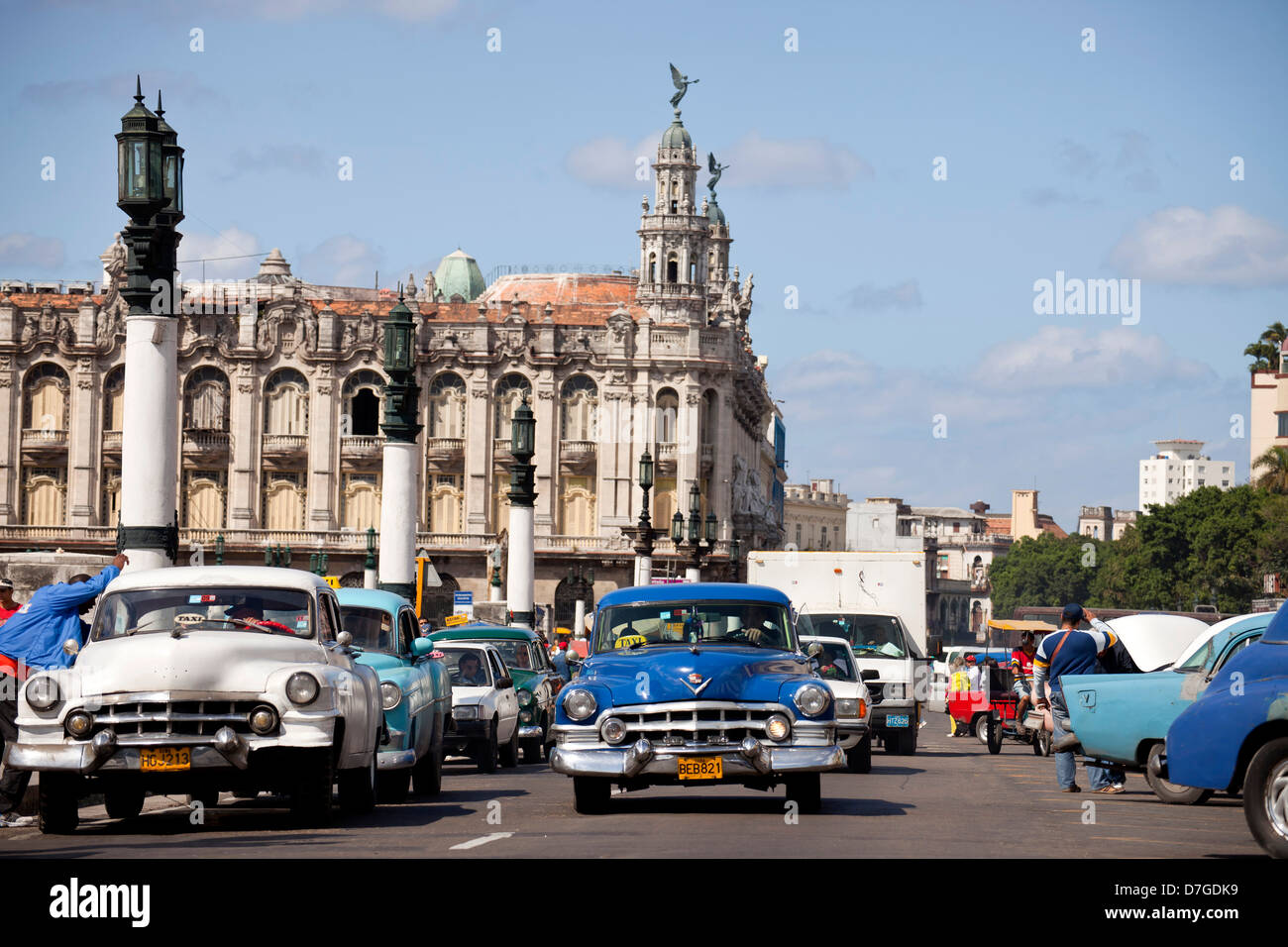 vintage US cars from the 50`s in the streets of Havana, Cuba, Caribbean Stock Photo